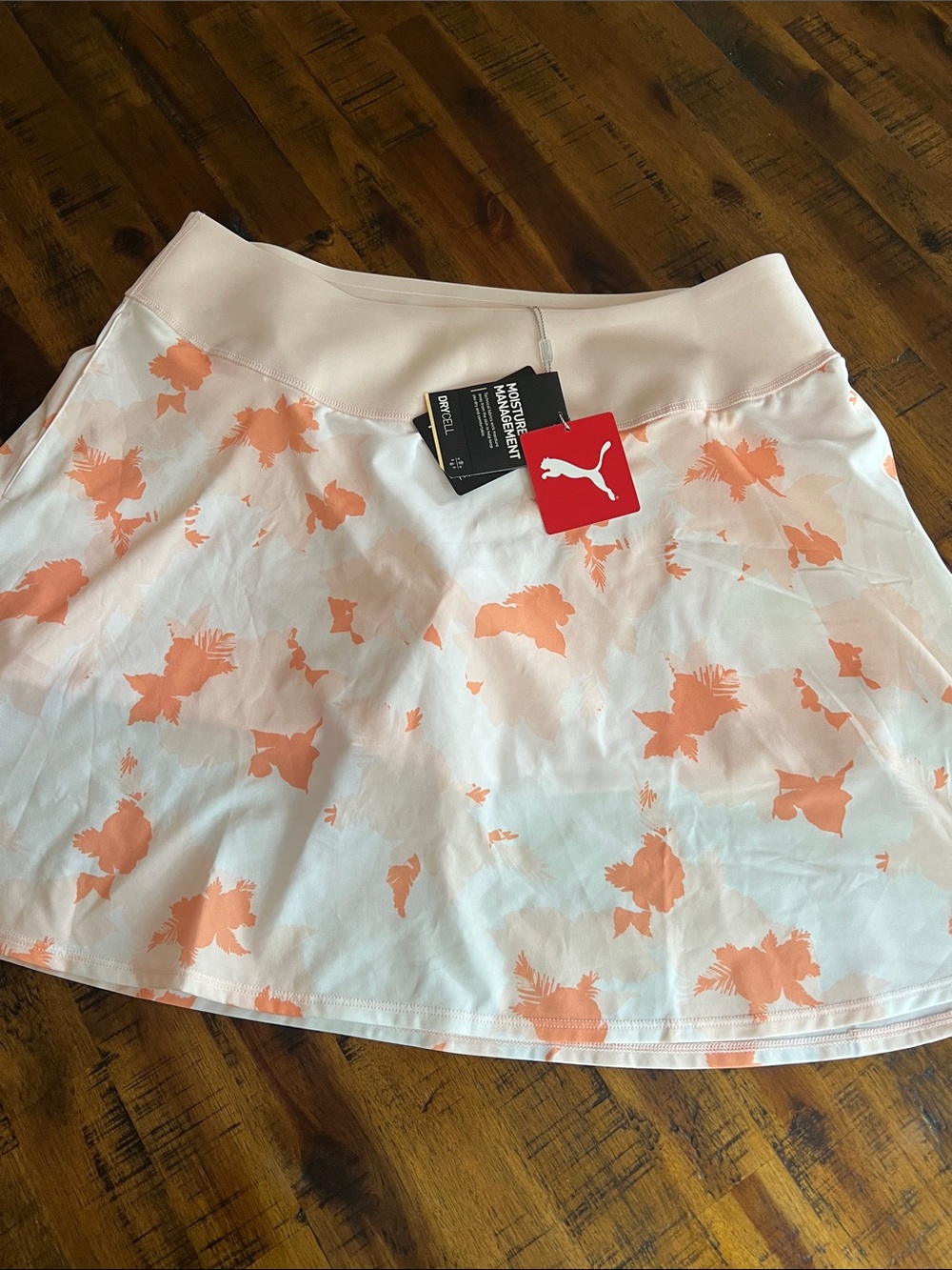 Puma Women's White and Peach Floral Skater Skirt